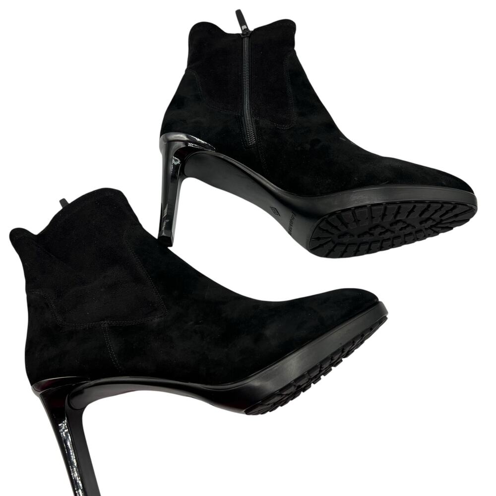 Donald Pliner Size 9 Italia Suede Boots Bootie‎ Black 3" Stiletto Heel Zip Ankle - Picture 2 of 16